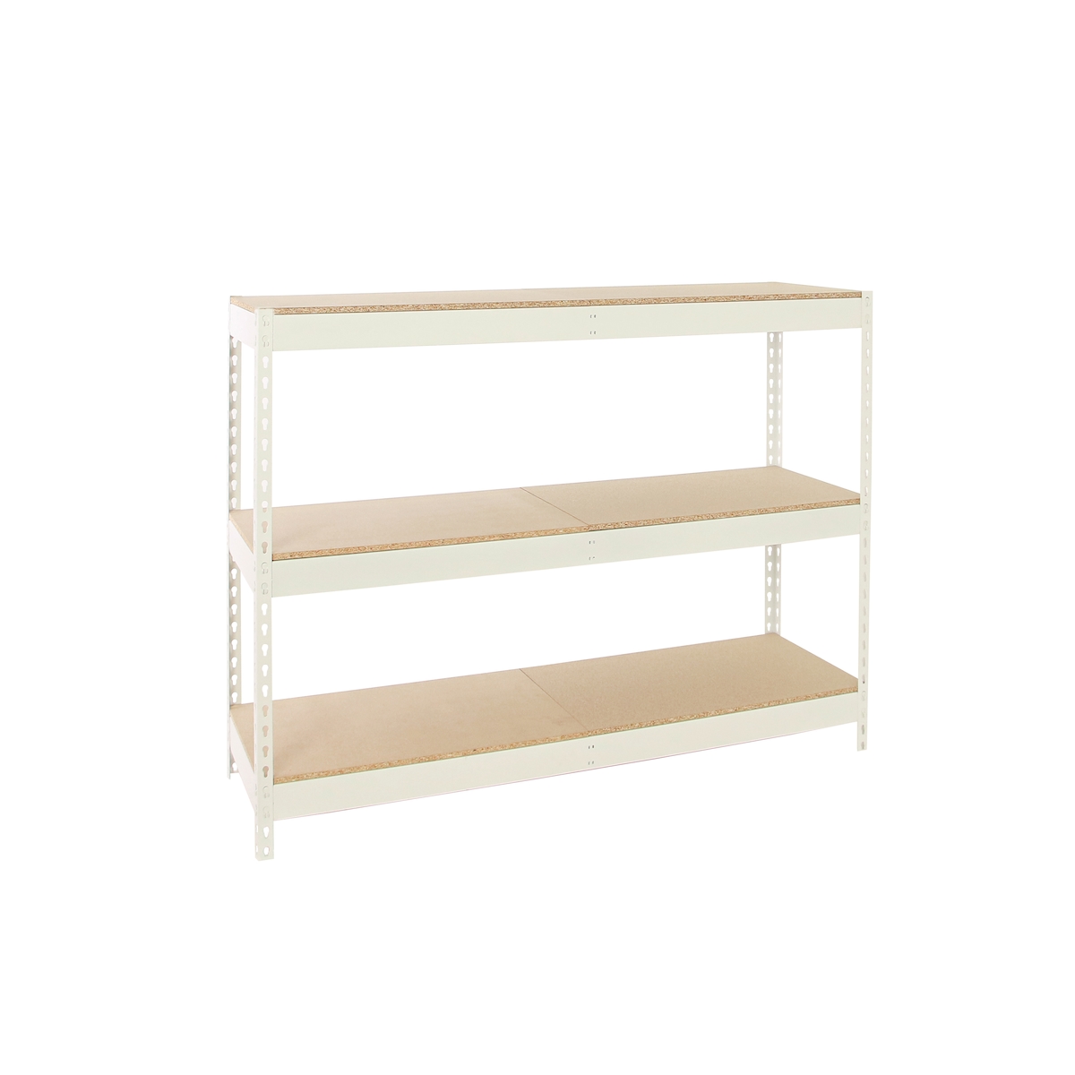 SimonRack Industrieregal, 2000x2100x600 mm, 500 kg am Biegepunkt, 3 Holzböden, Garagenregal, Weiss/Holz- Simonforte Image