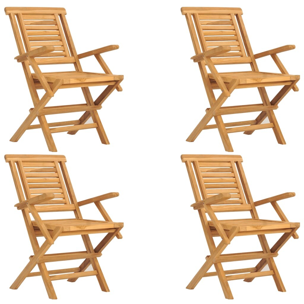 vidaXL Gartenstühle 4 Stk. Klappbar 56x63x90 cm Massivholz Teak Image