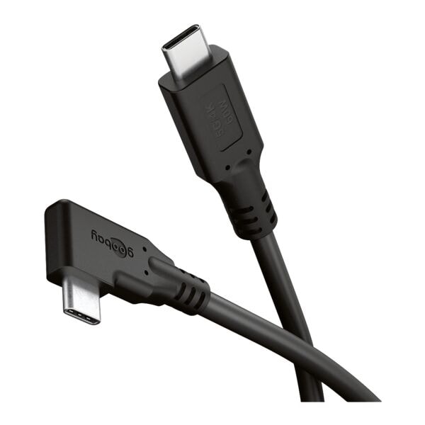 goobay USB-C-Kabel 90° 60 W schwarz 1 m schwarz