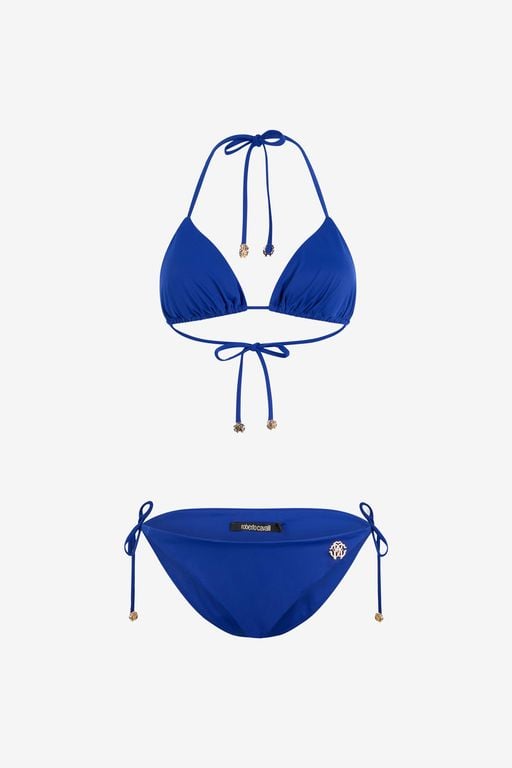 Bikini With Monogram Rc - Blue - Roberto Cavalli Beachwear