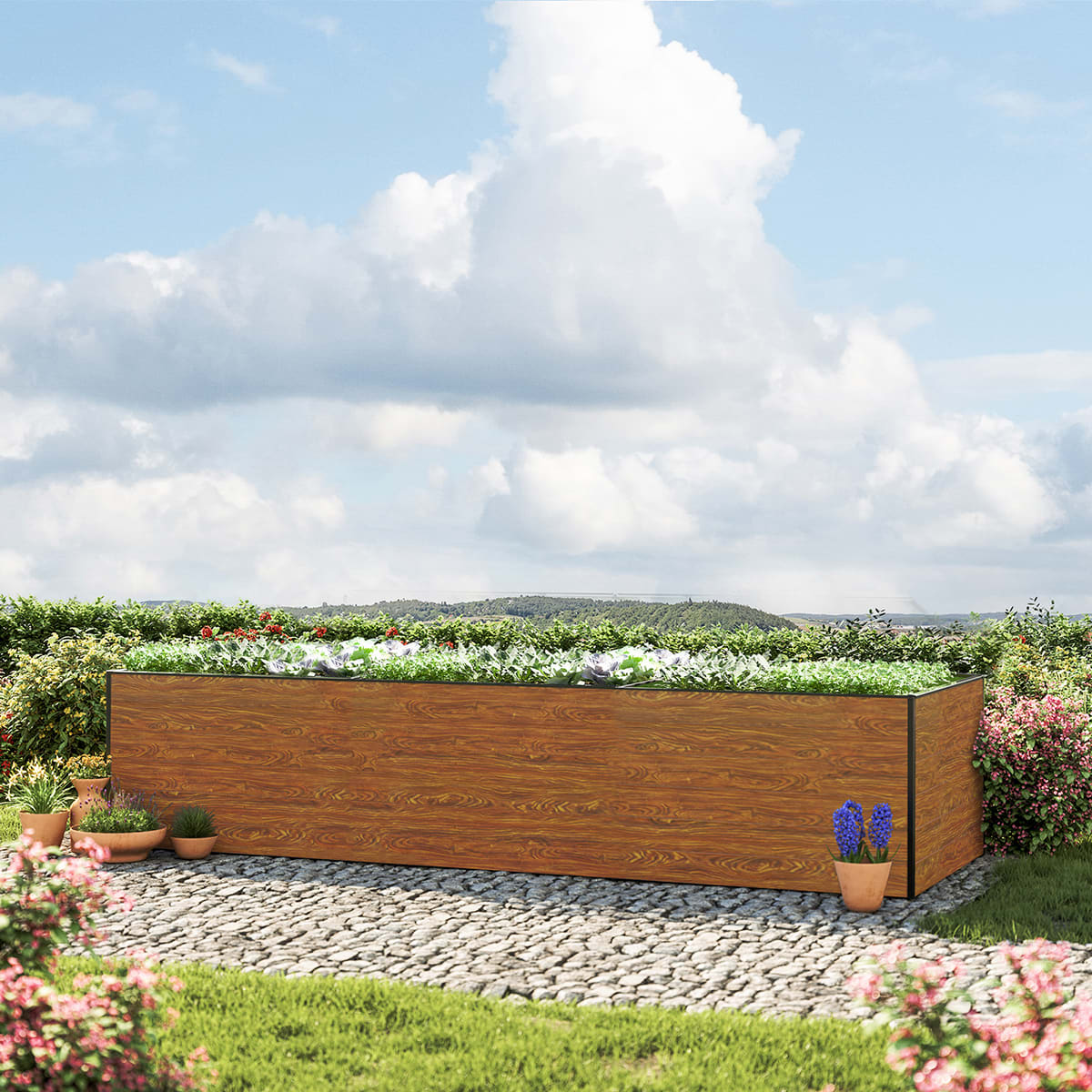 351 x 77 x 77 cm Hochbeet, Holzoptik - (GFPV00386) Image