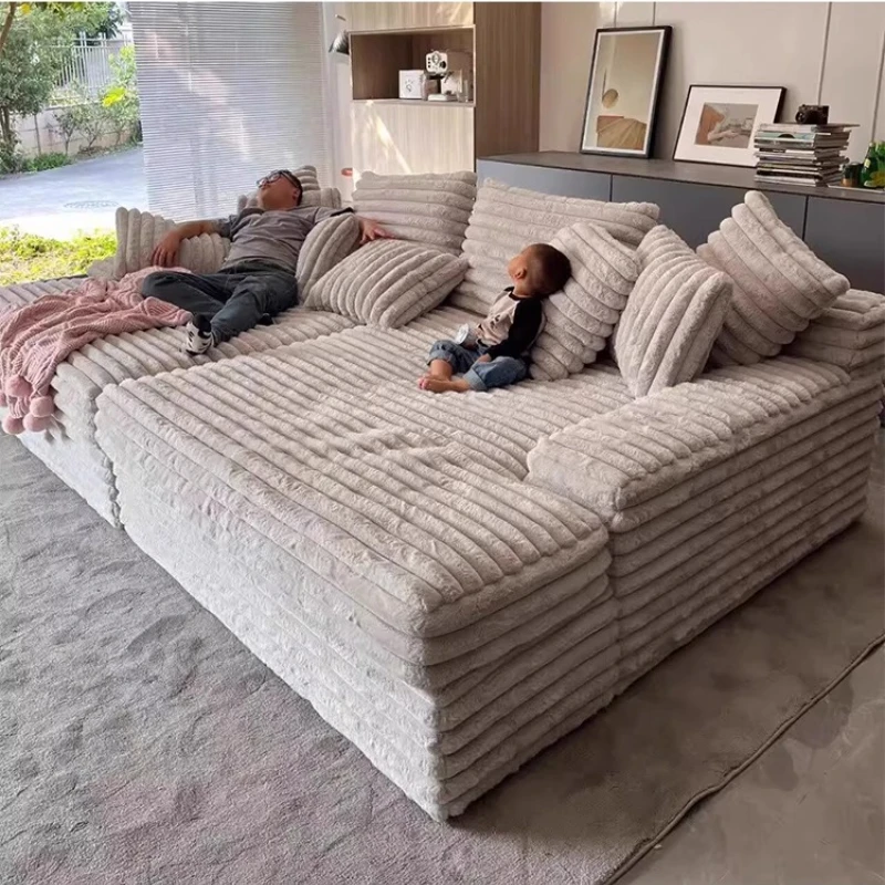 Nordic Schlafsofa Vakuum Kompression Sofa Bett Moderne Einfache Faul Sofa Bett Dicken Streifen Samt Große Sofa Bett Wohnzimmer Möbel Image