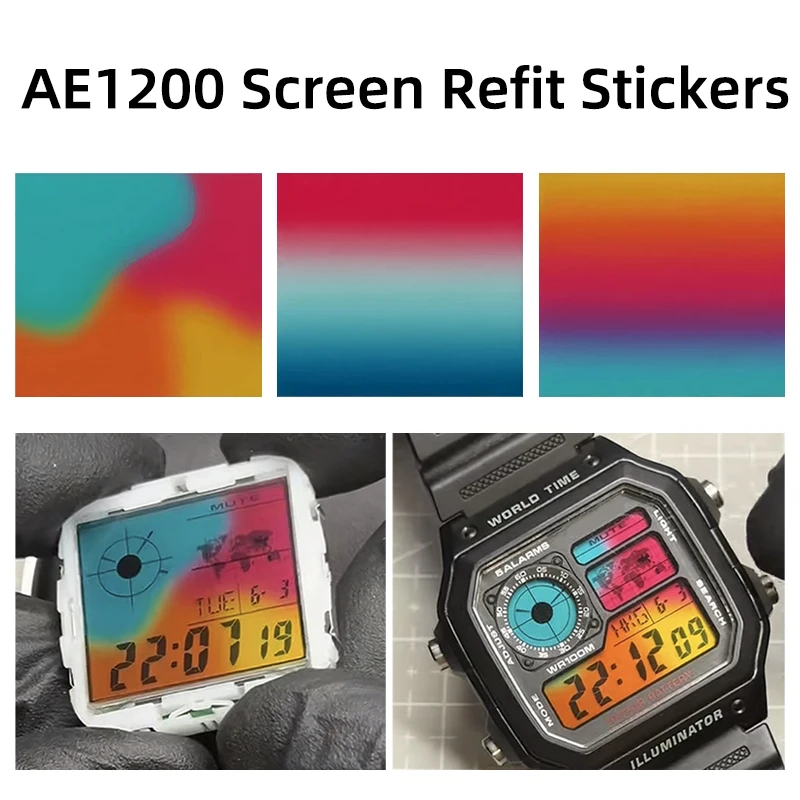 Bildschirmaufkleber für CASIO AE1200 AE1300 DIY-Bildschirmmodifikation, Farbfolie, hochwertiges Zifferblatt-Set, Uhrenmodifikationszubehör Image