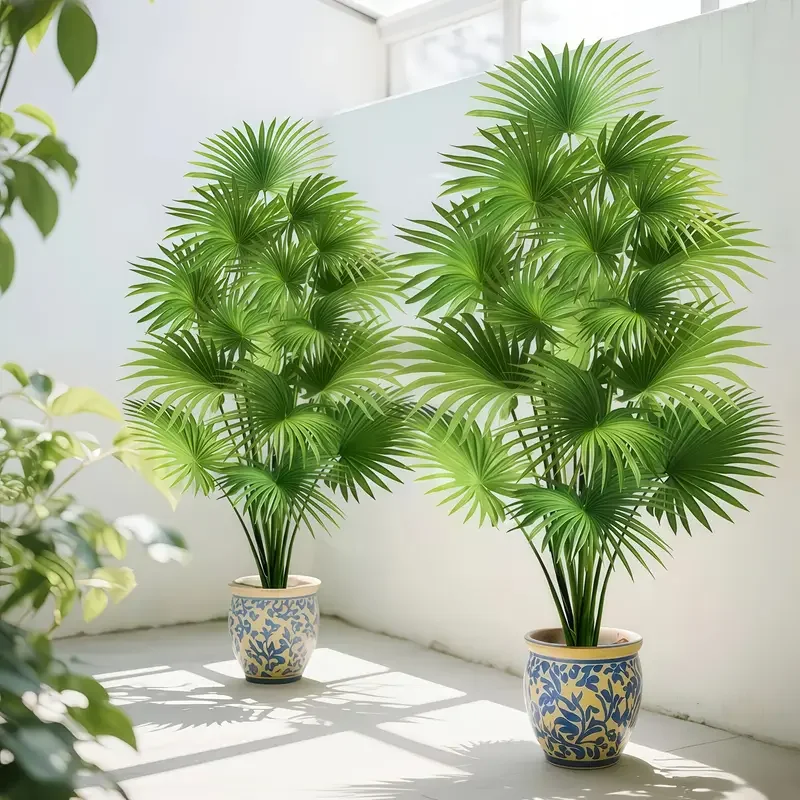 24 Blätter 31,5 Zoll künstliche Pflanzen große gefälschte Fächerblätter Sonnenblumenbaum Kunststoff Pflanzenblätter künstliche Dschungel Palme für Zuhause