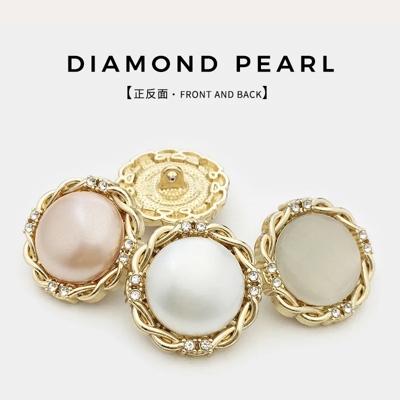 6 Teile/los 18-25mm Mode perle diamant taste metall retro Fried Dough Twists pullover anzug frauen dekorative taste N213 Image