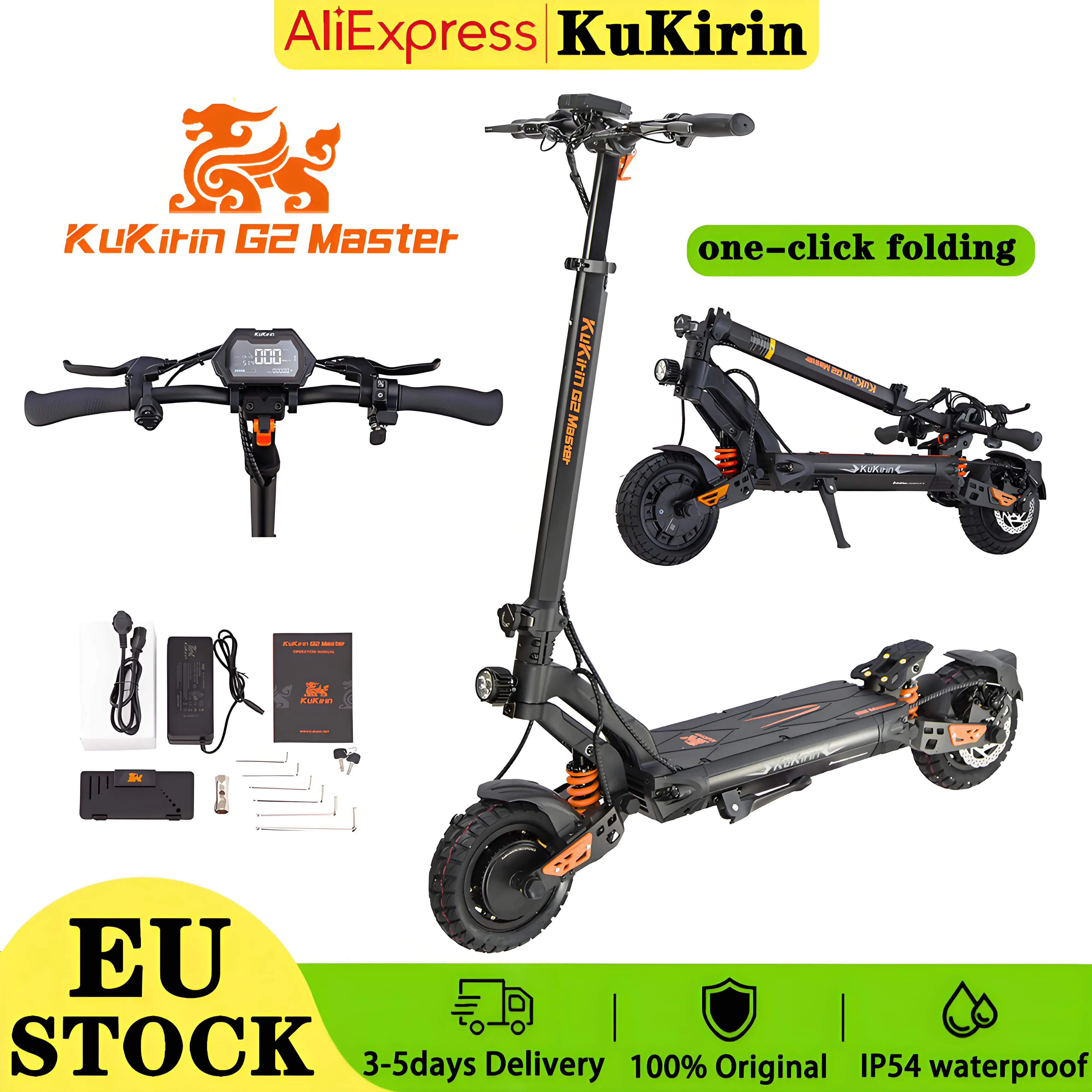 Kukirin G2 Master Scooter eléctrico plegable, motor 2000W 52V 20.8Ah batería li-ion, neumáticos 10", velocidad máxima 60km/h, autonomía 70km Image