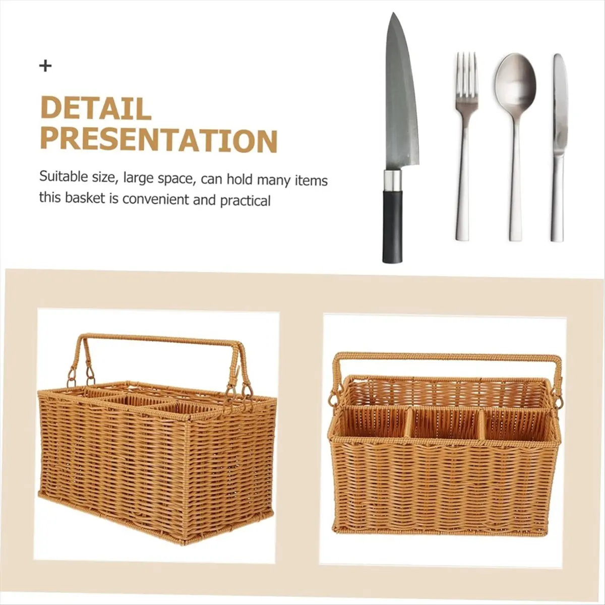 A24I Gewebter Besteck-Aufbewahrungskorb für den Außenbereich, Besteck-Cadd-Y-Utensilien-Organizer, Besteck-Organizer, Besteck-Halterkorb Image