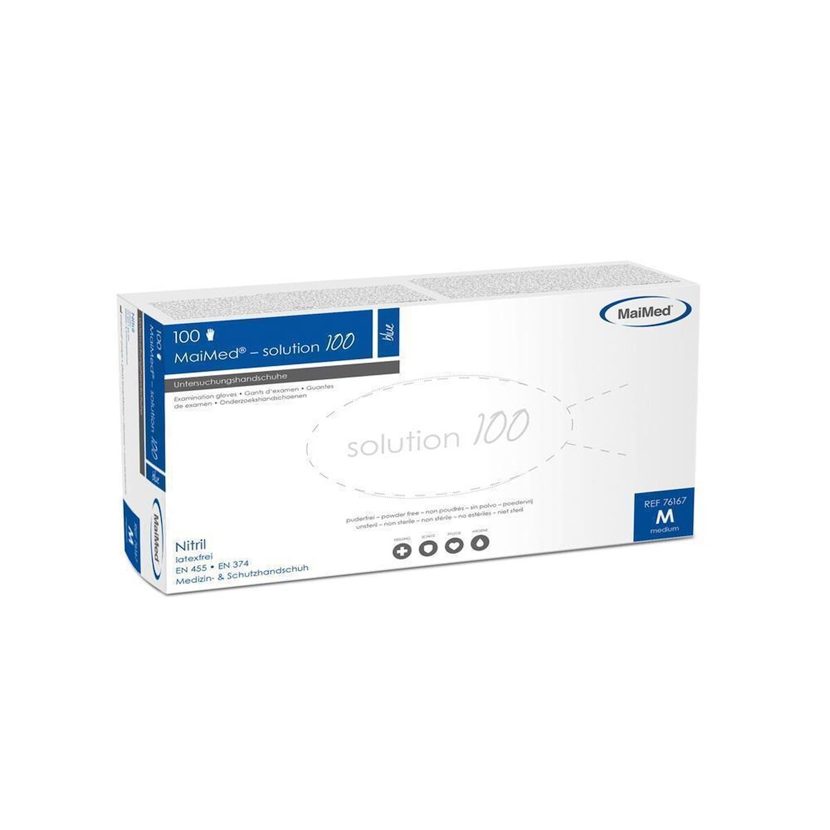 MaiMed solution | 1000 Nitrilhandschuhe | blau | Gr. L | Einweghandschuhe Image
