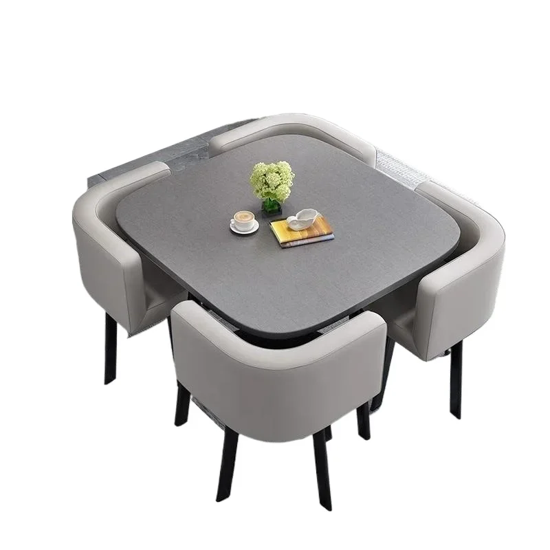 Modernes Casual Quadratisches Esstisch-Set mit 4 Stühlen Image