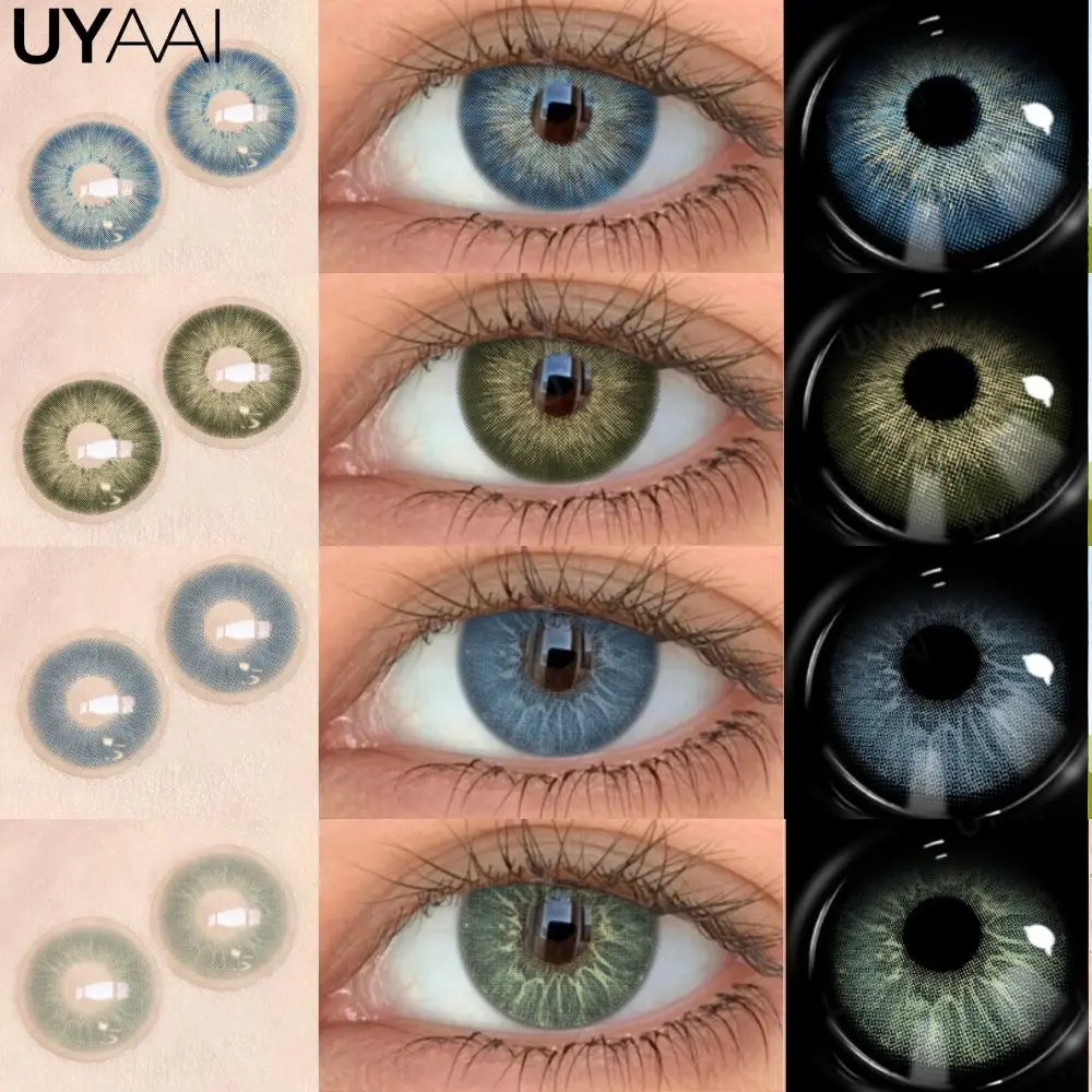 UYAAI Farbkontaktlinsen 1 Paar Neue Blaue Linsen Make-up Braune Linsen Schönheits-Pupillenlinsen Kosmetische Farblinsen Natürliche Colorcon Grüne Linsen Image