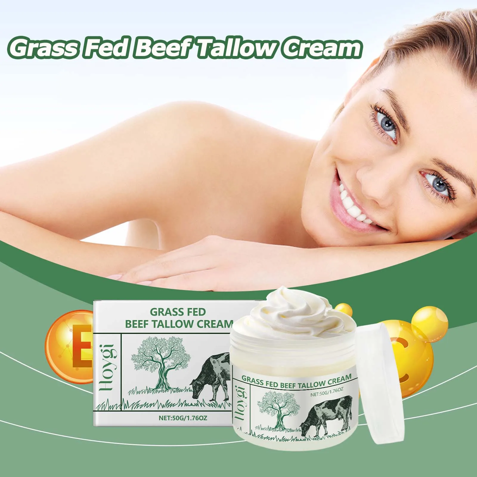 1/2/3 Stück Tallow Gesichtscreme, langlebige, feuchtigkeitsspendende Körperlotion, Verjüngung, straffende, nährende, glatte Hautpflege für Gesicht und Körper Image