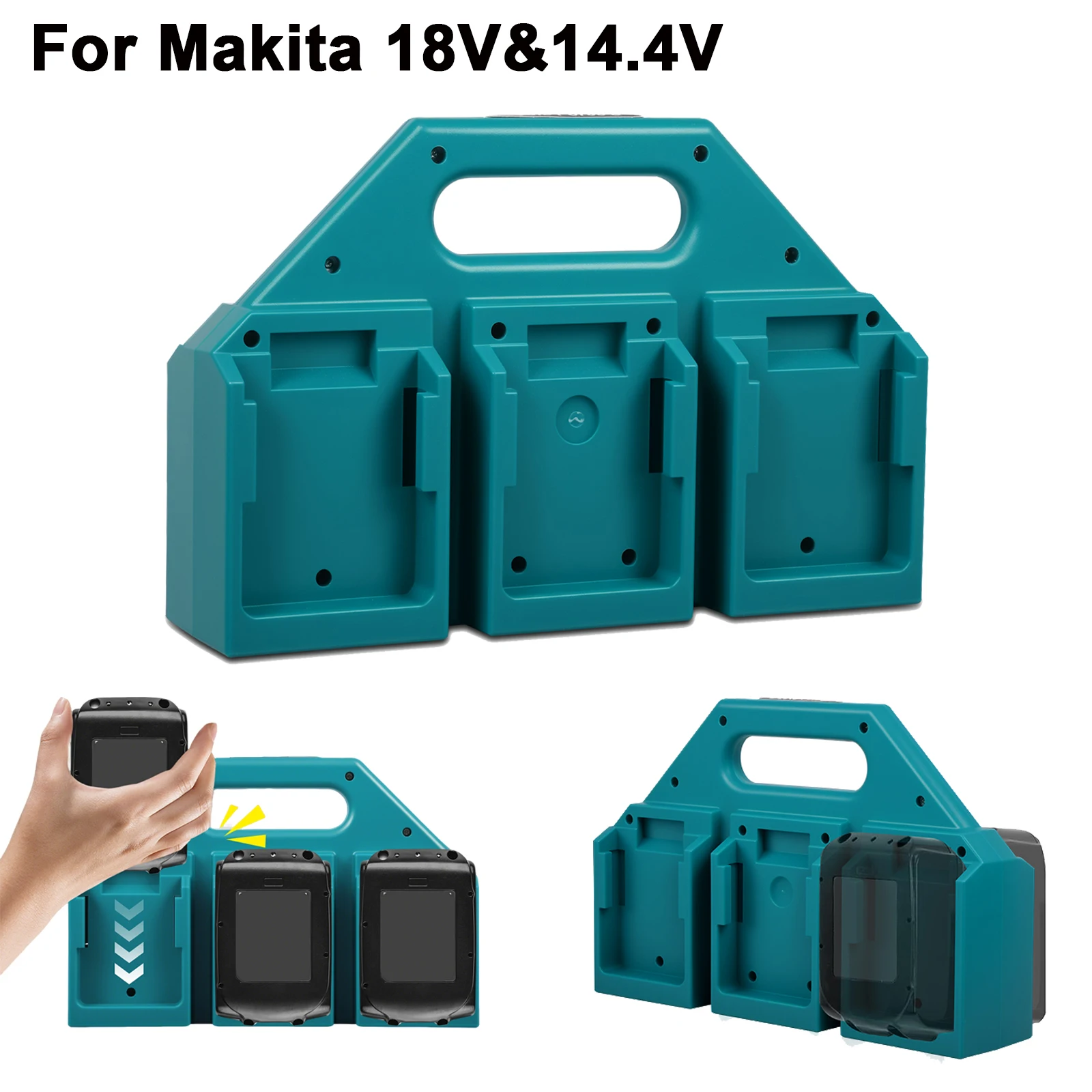 6/4-Slot-Batteriehalter für Makita 18V & 14,4V Batterien, tragbare und robuste Batteriebox, kompakter Organizer für einfache Aufbewahrung und Transport Image