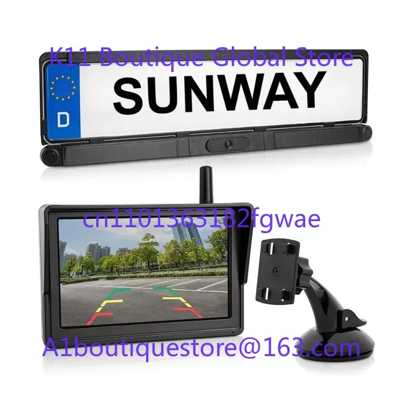 5-Zoll Solar 2,4 GHz digitale drahtlose WIFI Auto Rückansicht Parksensor Kamera für Auto europäischen Nummernschildrahmen Image