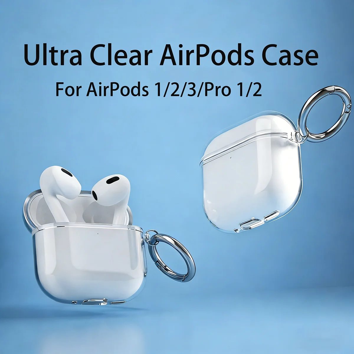 Transparente Weiche TPU-Kopfhörerhülle mit Metallring-Verschluss für Airpods Pro 2 3 2. Generation Air Pods 4 3 1 3. Gen Schutzhülle Zubehör Image