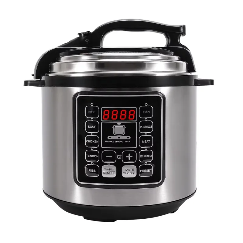 Multifunktionaler elektrischer Schnellkochtopf aus silbernem Edelstahl für den Heim- oder Hotelgebrauch mit LED-Anzeige 5/6 Liter Image