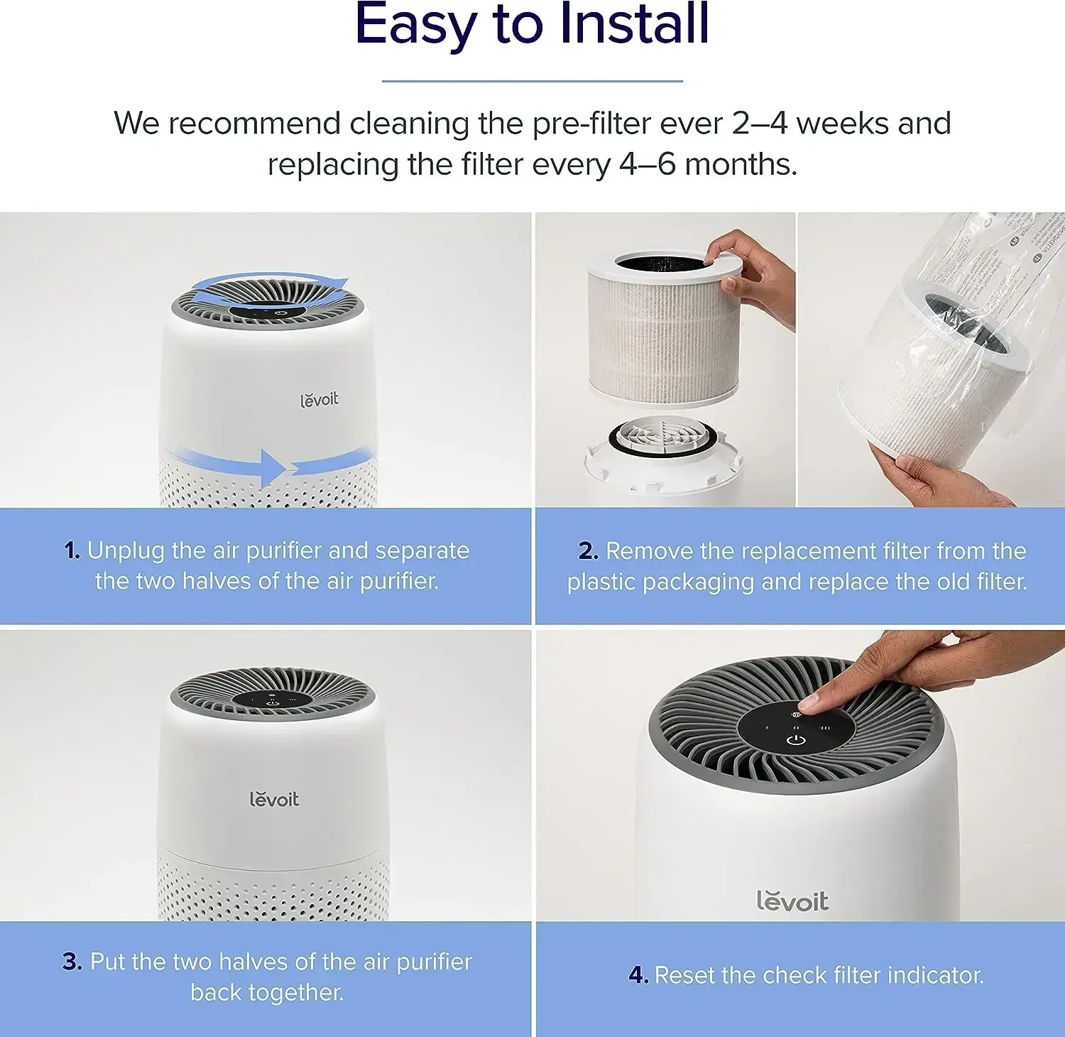 Geeignet für LEVOIT Core Mini Luftreiniger-Ersatzfilter – drei in einem hocheffizienten Aktivkohle Image