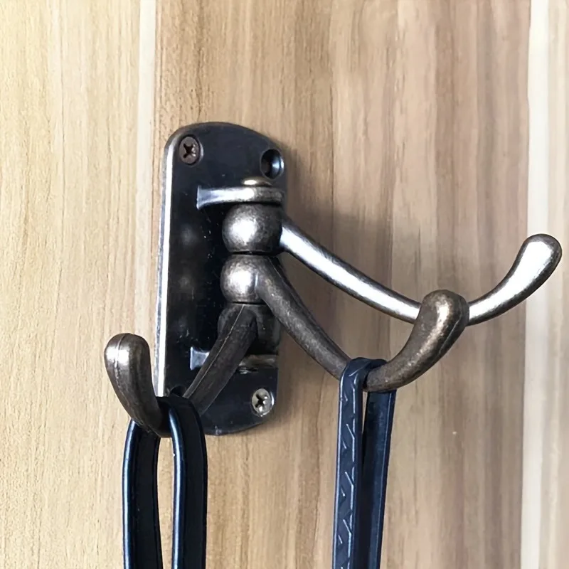 Kreativer Metall-Klapphaken für Kleidung, Hüte, Küchenutensilien, dreifachfunktionaler Retro-Möbelhaken aus Legierung mit hoher Tragkraft