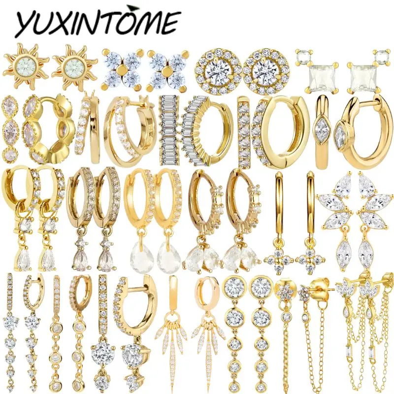 925 Sterling Silber Nadel Elegante Weiße Serie Kleine Creolen für Frauen 24 Karat Gold Ohrringe Trend Schmuck Ohr Zubehör