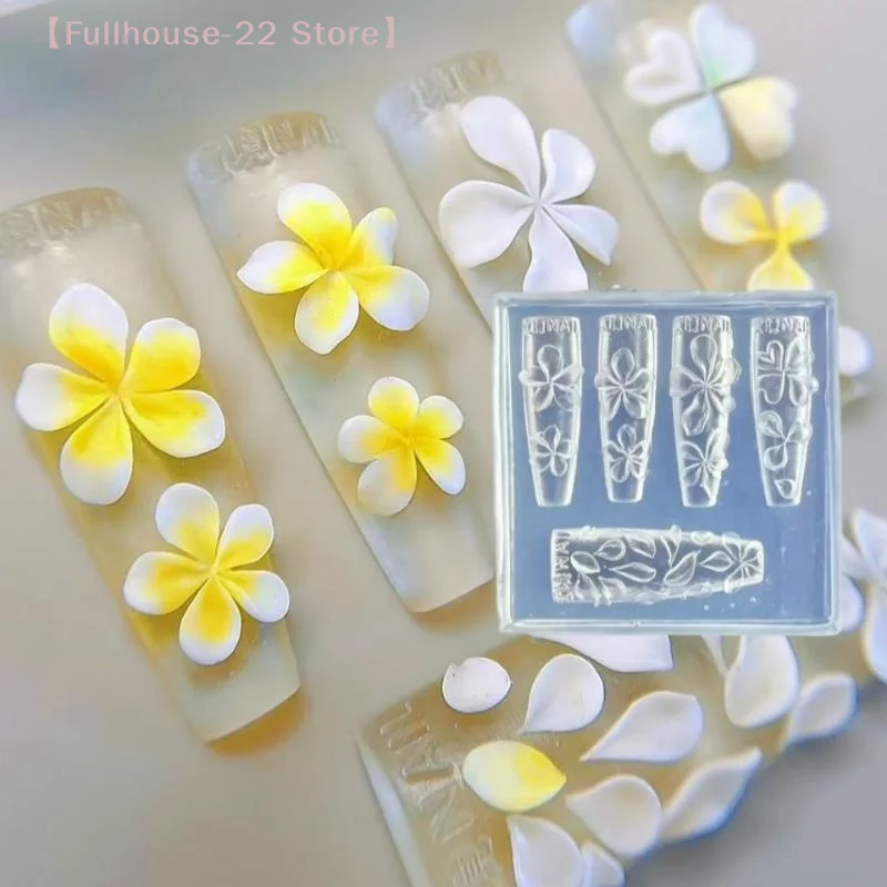 【MAX-22】3D-Silikon-Blumen-Nagelkunst-Schnitzform, Acryl-Hibiskus-Blütenform mit fünf Blütenblättern, DIY-Nagelkunst-Dekorationsschablone Image