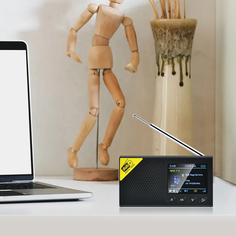 Tragbares digitales Radio, Bluetooth-kompatibler 5.0-Rundfunk-Player, DAB/FM-Empfänger, wiederaufladbares, leichtes Heimradio Image
