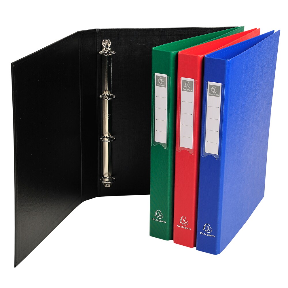 Exacompta Ringbuch aus festem Karton 1,8mm PP kaschiert, 4 Ringe 25mm rund am hinteren Deckel befestigt, Rücken 40mm, 32x25,5cm für DIN A4 Image