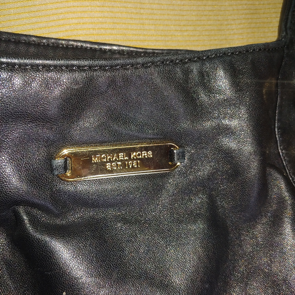 Michael Kors Bags | Gorgeous Black And Gold Leather Mk Should Bag | Color: Black/Gold | Size: Os