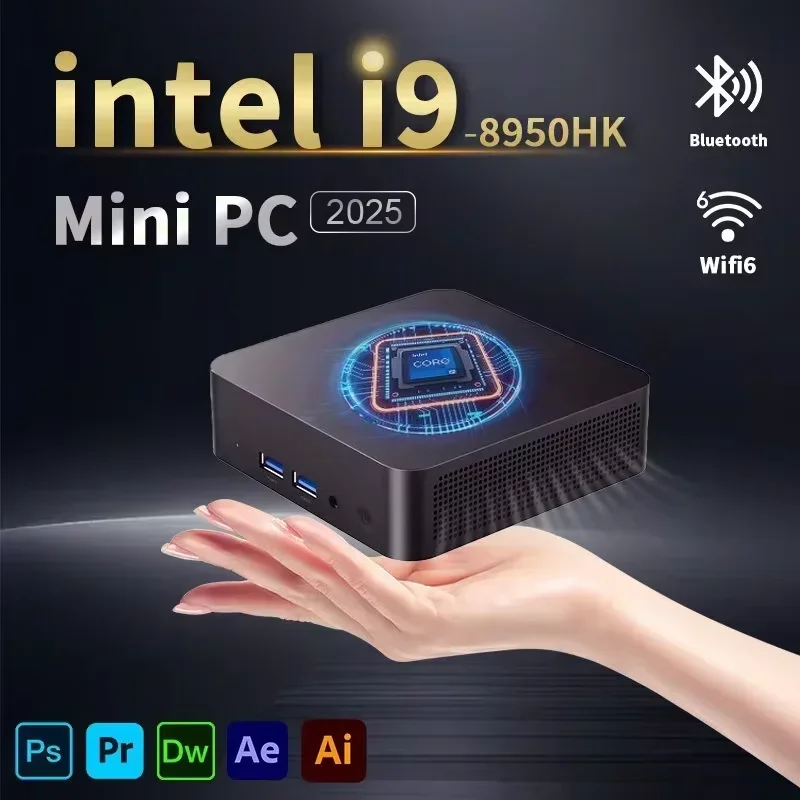 Nouvel ordinateur mini PC Intel Core i9 8950HK 16 Go DDR4 + 1/2 To SSD M.2 Windows 11 Mini PC de jeu de bureau compatible 4K HD