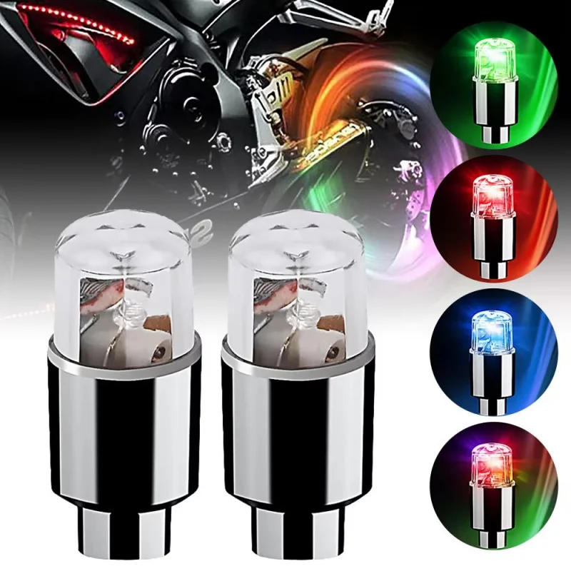 2/4Pcs Bunte Auto Reifen Ventil Kappen LED Auto Motorrad Radfahren Rad Laterne Speichen Hub Reifen Lampe Rad kappen Image