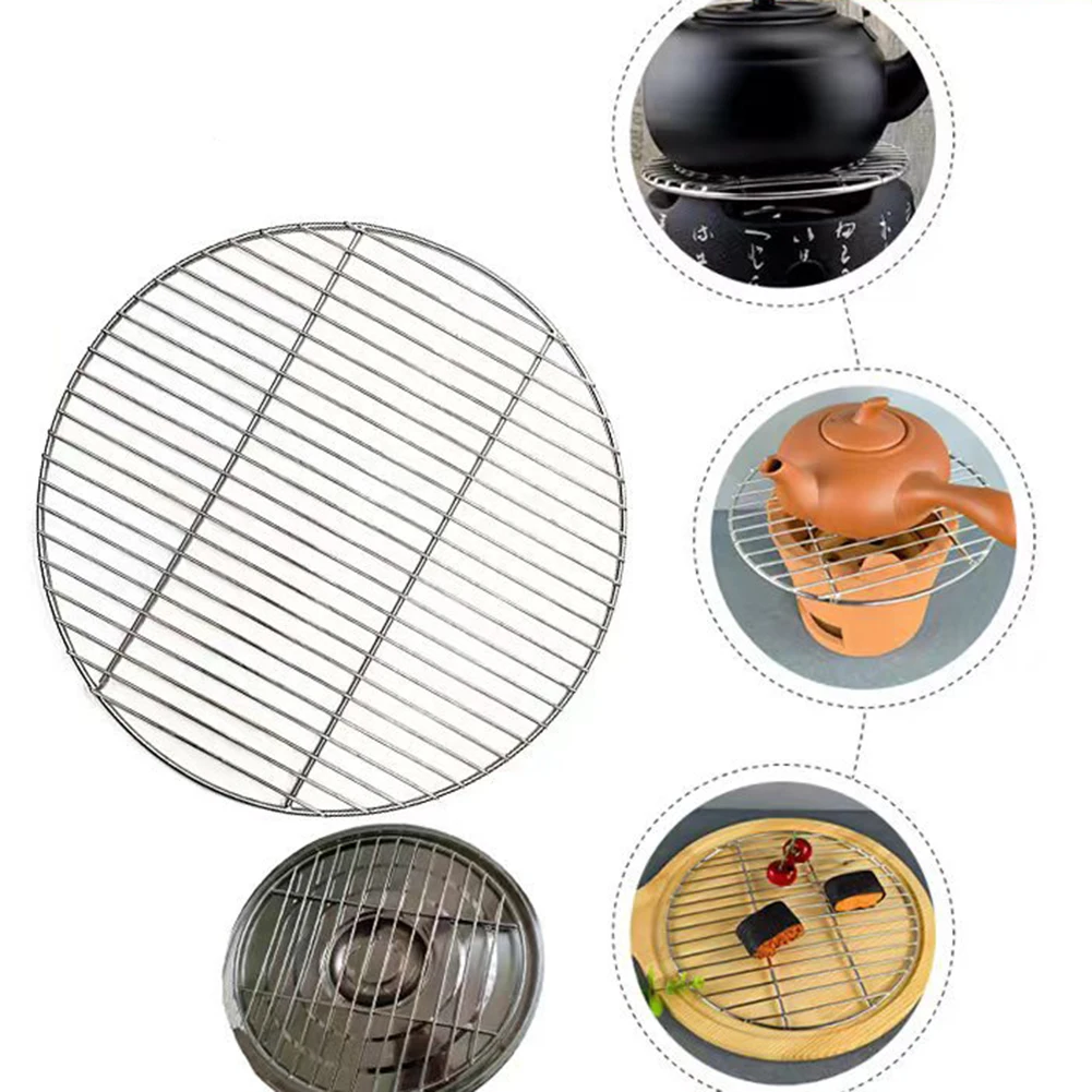 Neue 30 cm/35 cm/40 cm Edelstahl Runde BBQ Net Grill Mesh Braten Netze Grill Werkzeug gitter Netze Outdoor Camping Grill Zubehör Image