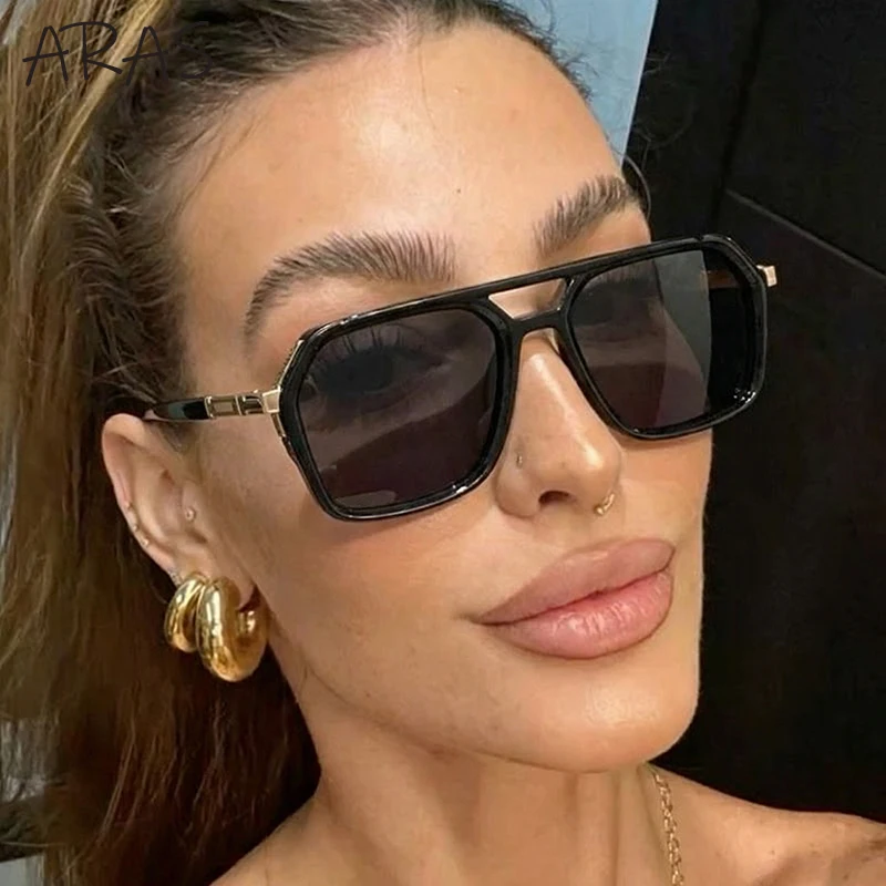 Vintage Steampunk Polarisierte Sonnenbrille für Damen mit Doppelbrücke in Schwarz 2026 Luxus-Designer Fahrbrille für Damen Modische Eyewear Image