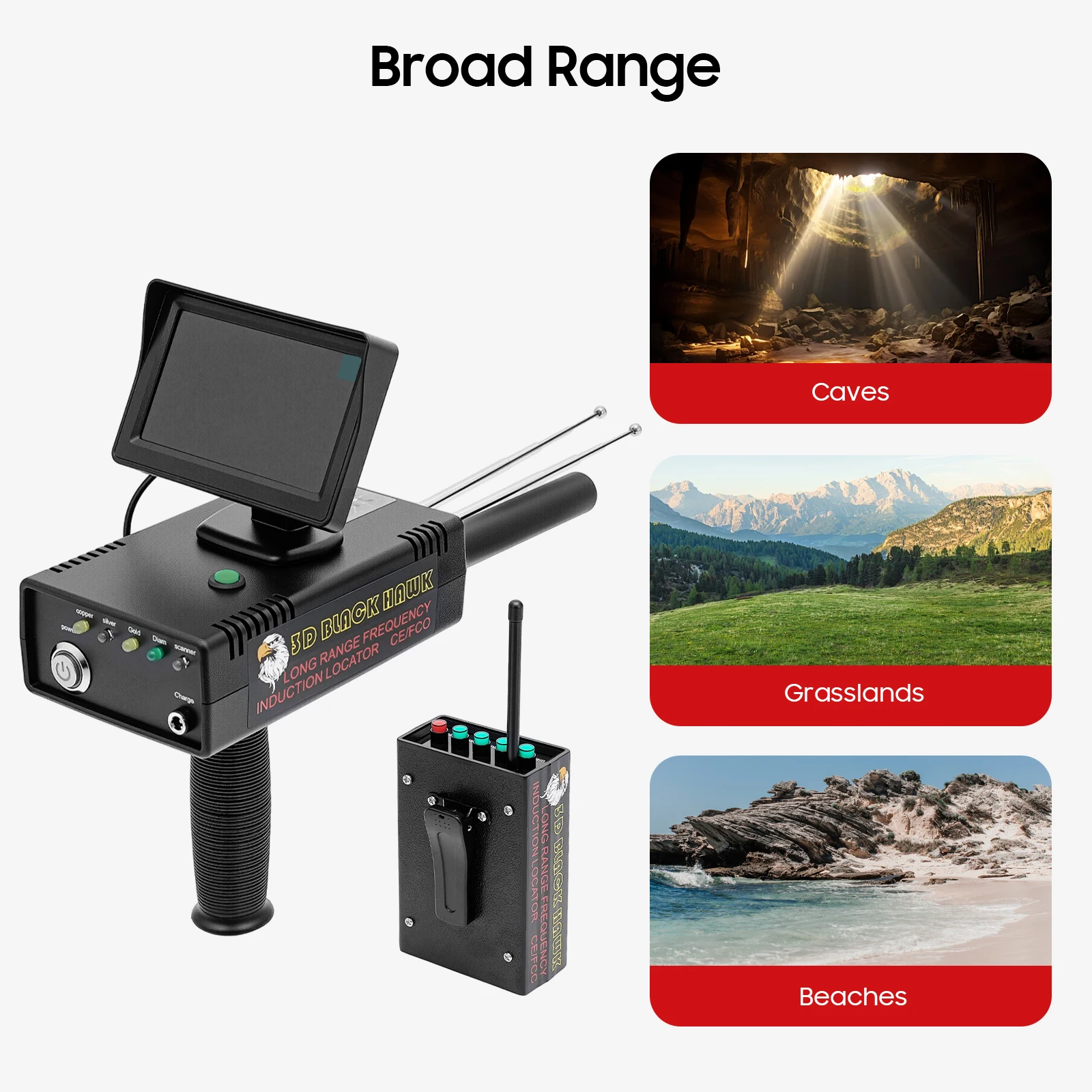 Langstrecken-Metalldetektor 1200M Fernbedienbarer Gold-, Silber-, Kupfer- und Diamantfinder 30M Tiefe mit LED-Anzeige für Schatzsuche Image
