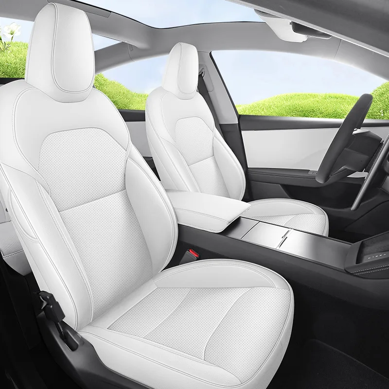Autositzbezüge für Tesla Model Y Juniper 2025 2026 Vollumfassender PU-Leder Sitzkissen Autositzschutz Sitzbezug Polster Image