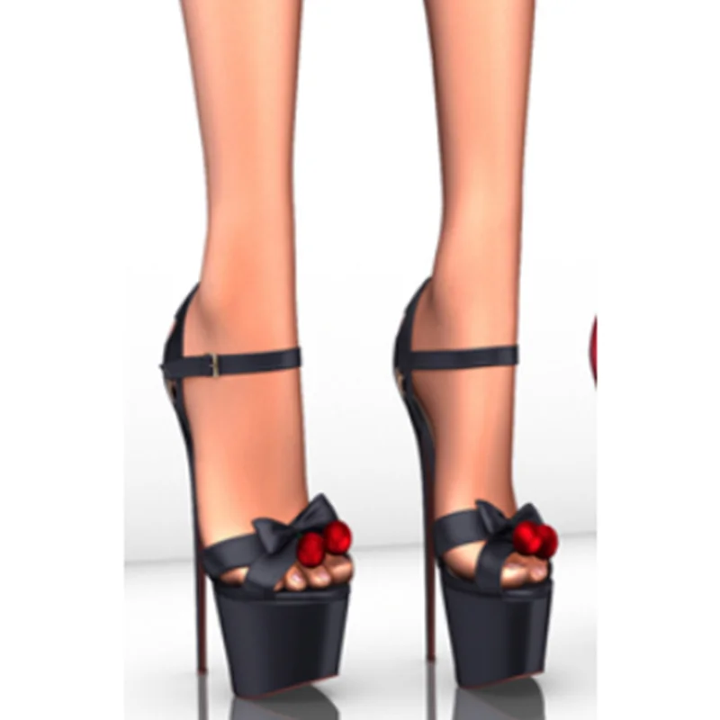Schwarz Bogen Knoten Kristall Schnalle Plattform Sandalen Thin High Heel Sexy Mode Sommer Casual Große Größe Frau Schuhe Zapatillas Mujer