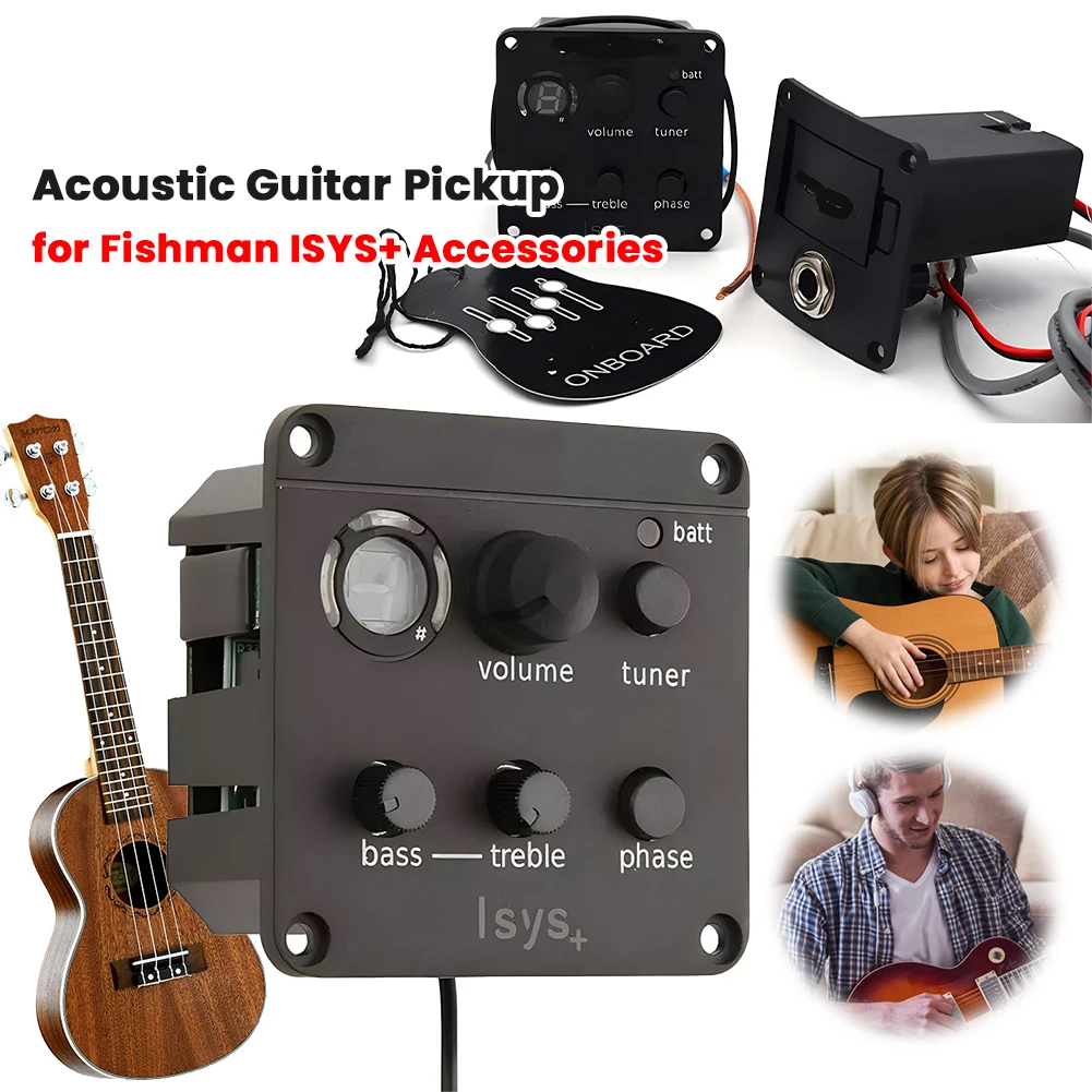 Akustikgitarren-Tonabnehmer mit integriertem Vorverstärkersystem, klassischer Akustikgitarren-EQ-Tuner, Piezo-Tonabnehmer mit integrierten Vorverstärkern für Fishman ISYS+ Image