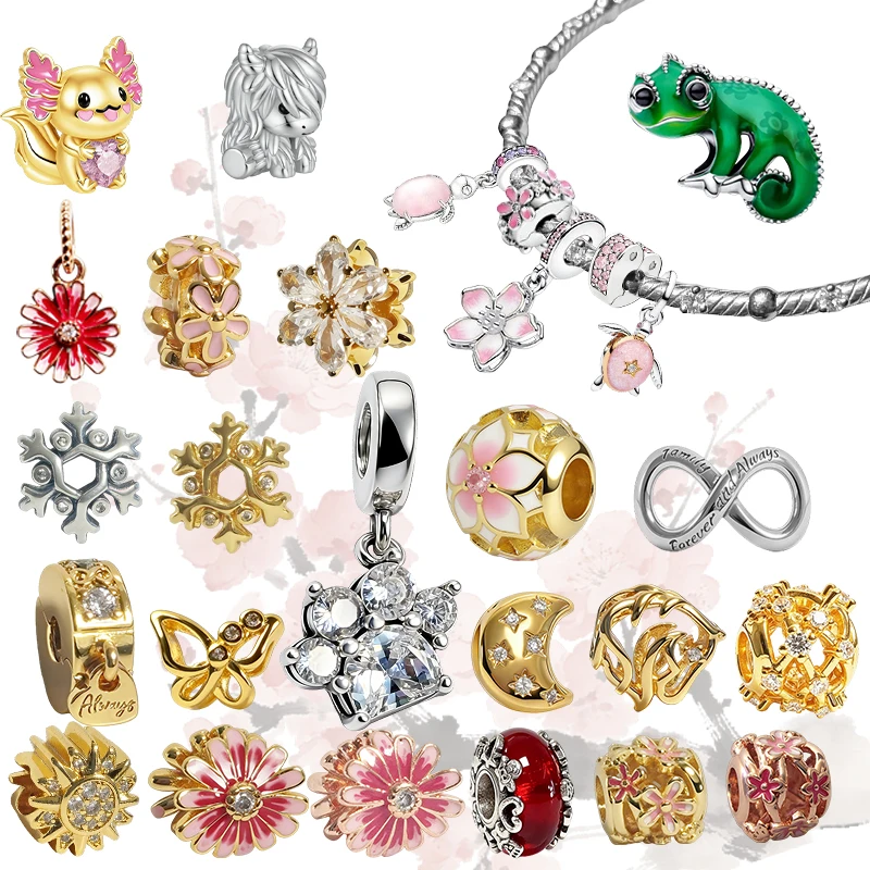 Original Charms Bead, Chamäleon-Charm & Forever & Always Infinity Charm & Highland Cow Charm Bead passend für Anhänger, Armbänder, Damenschmuck Image