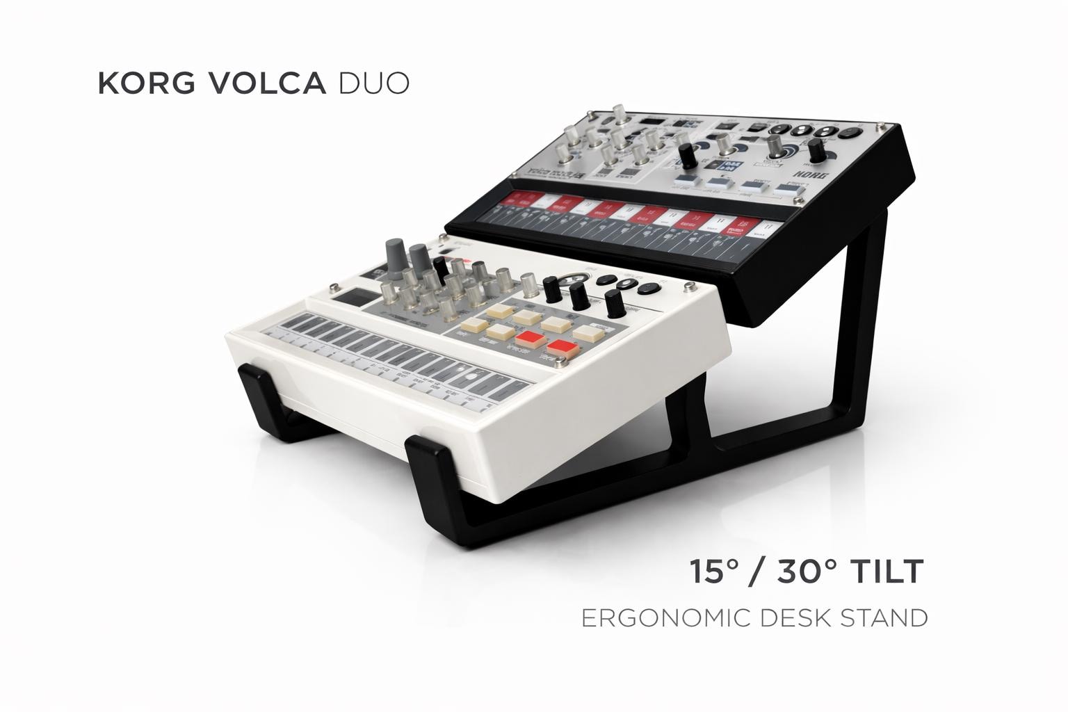 Korg Volca Dual Stand - Supporto/supporto/rialzo doppio Duo Multi Volca per 2 sintetizzatori Volca (FM, tastiere, beat, sample, modulare, kick, basso)