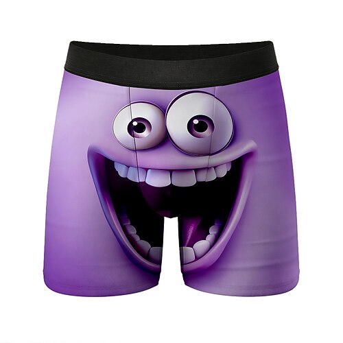 Herren Cartoon Lächelndes Gesicht Gesichtsausdruck Dehnbare Boxershorts Badeshorts Boxer-Badeshorts Lustig Lässig Heim Strandurlaub Elastischer Bund Feuchtigkeitsableitend Atmungsaktive Unterwäsche Image