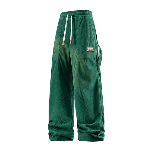 Herren Hose Cordhose Freizeithose Kordelzug Tasche Einfarbig Komfort Volle Länge Lässig Täglich Heim Einfach Klassicher Stil Blau Schwarz Unelastisch Image