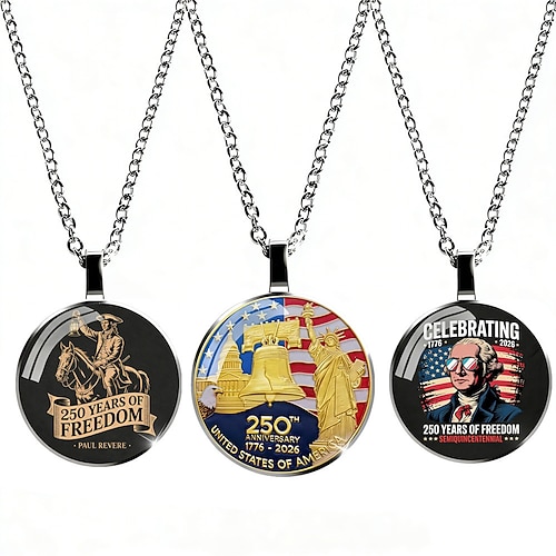 3-teiliges Halskettenset zum 250. Jahrestag der USA – 2D-Adler Anhänger mit amerikanischer Flagge, patriotischer Erinnerungsschmuck, Sammlerstück (1776–2026), Geschenk zum Unabhängigkeitstag (4. Image