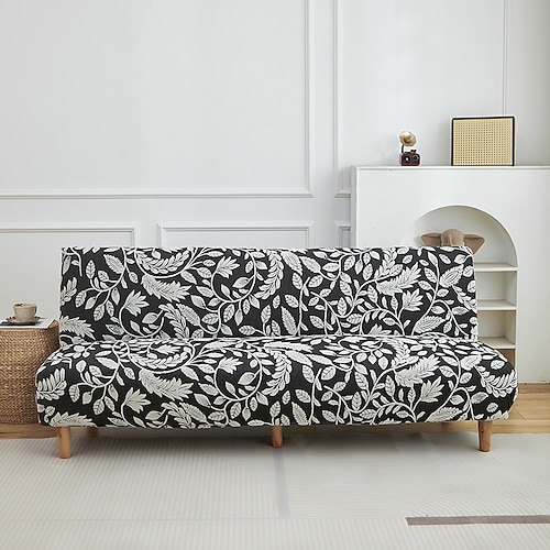 Jacquard-Samt-Sofabettbezug, hochelastisch, komplett abnehmbar, integrierter Sofaschutz für klappbare, armlose Schlafsofas, Wohnzimmer, Zuhause, vier Jahreszeiten Image
