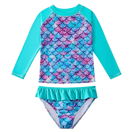 Kinder Mädchen Badeanzug Outdoor Strand Grafik Urlaub Tropisch Sport Badeanzüge Ab 4 Jahren Sommer Blau Hellrosa Image
