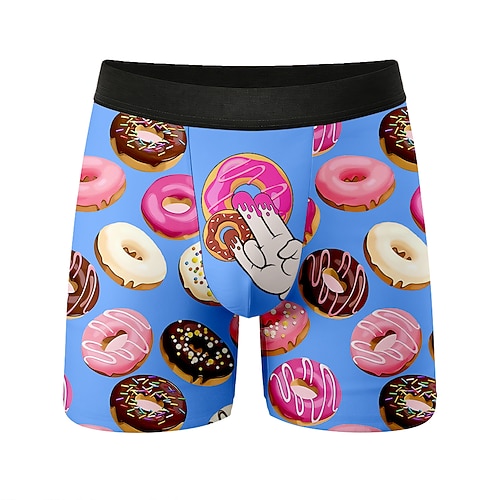 Herren Donuts Eiscreme-Finger Dehnbare Boxershorts Badeshorts Boxer-Badeshorts Lustig Lässig Heim Strandurlaub Elastischer Bund Feuchtigkeitsableitend Atmungsaktive Unterwäsche Designer Bekleidung Image