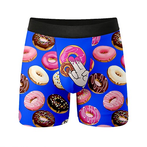 Herren Donuts Eiscreme-Finger Dehnbare Boxershorts Badeshorts Boxer-Badeshorts Lustig Lässig Heim Strandurlaub Elastischer Bund Feuchtigkeitsableitend Atmungsaktive Unterwäsche Designer Bekleidung Image