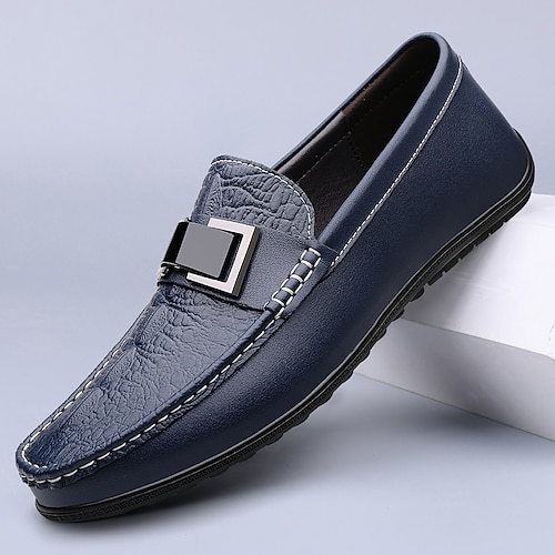 Blaue Herren-Loafer aus Kunstleder – klassische Slipper für elegante Freizeit, geeignet für Büro, Autofahren und Alltag Image
