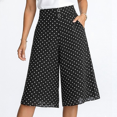 Damen Shorts Sommershorts Bermudashorts Freizeitshorts Elegant Urlaub Mode Knielang Hohe Taille Einfarbig Einfach Tasche Weites Bein Elastischer Bund Komfort Weich Atmungsaktiv Unelastisch Täglich Image