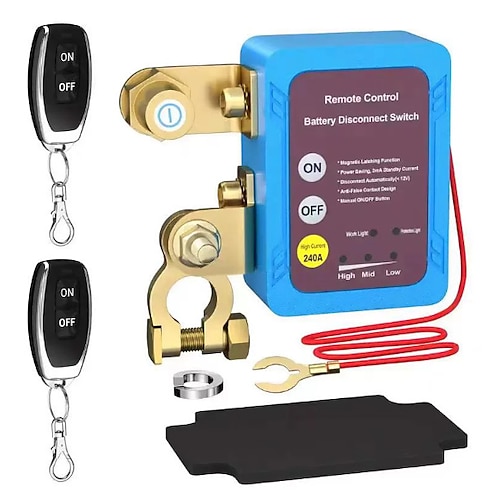 Ferngesteuerter Batterietrennschalter, 12V 240A Diebstahlsicherungsschalter für Autobatterie, intelligenter Batterietrennschalter für Auto, Boot, Anhänger, LKW, Wohnmobil, ATV, UTV, Motorrad Image