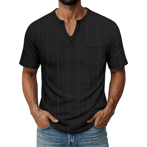 Herren T-Shirt Kurzarm Kurze Ärmel V Ausschnitt Sommer Frühling Frühling Sommer Einfach Mode Designer Basic Weich Lässig Urlaub Straße Hellblau Schwarz Weiß Top T-Shirt für Herren Image
