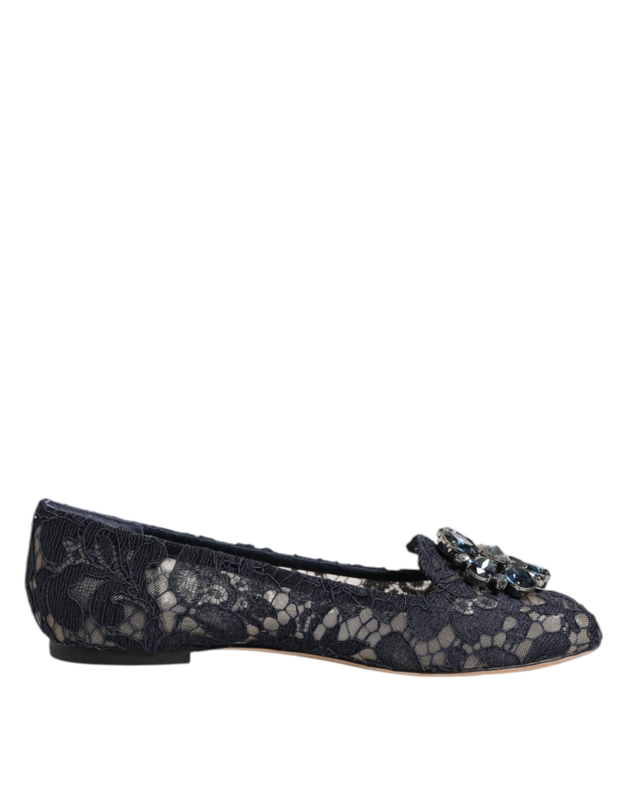 Dolce & Gabbana Blue Taormina Spitze Kristalle Ballerinas