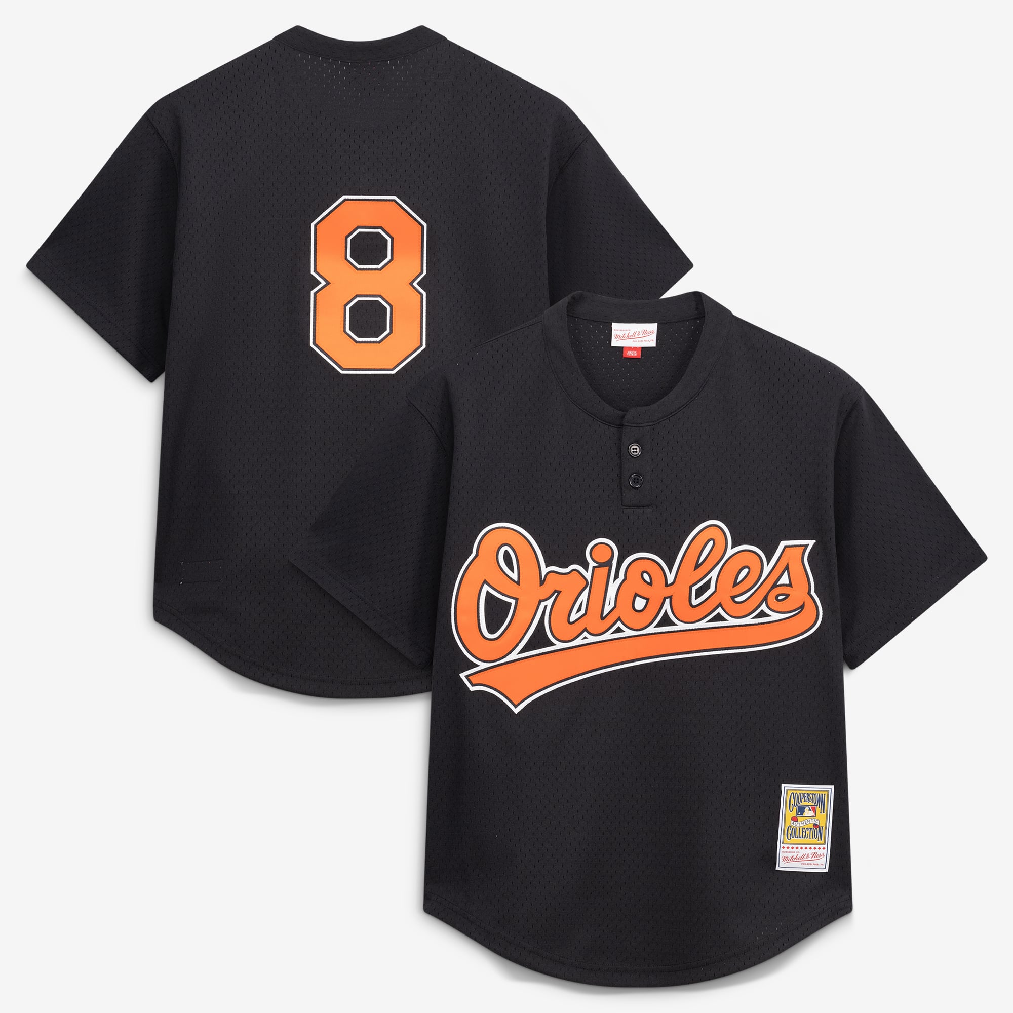 Mitchell & Ness Cal Ripken Jr. Herren-Trainingsjersey in Schwarz von den Baltimore Orioles