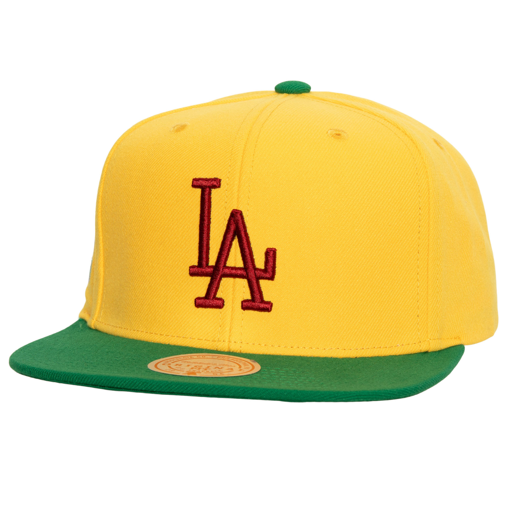 "Mitchell & Ness Snapback-Kappe für Herren, gelb/grün, Los Angeles Dodgers Hometown-Design" Image